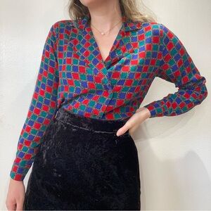 Vintage Checked Retro Blouse